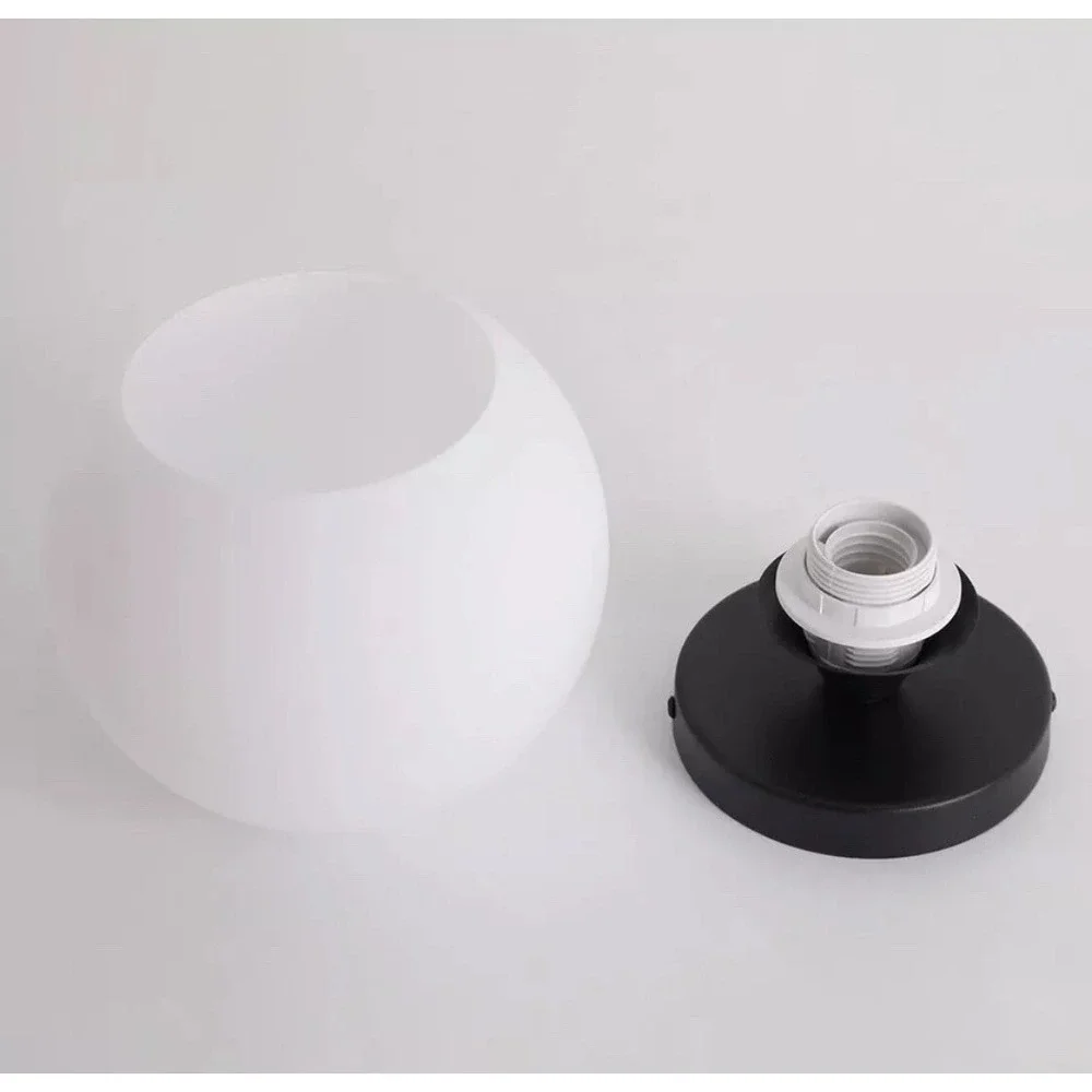 Black‎ Semi Flush Mount Ceiling Light Fixture with White Glass Globe Shade